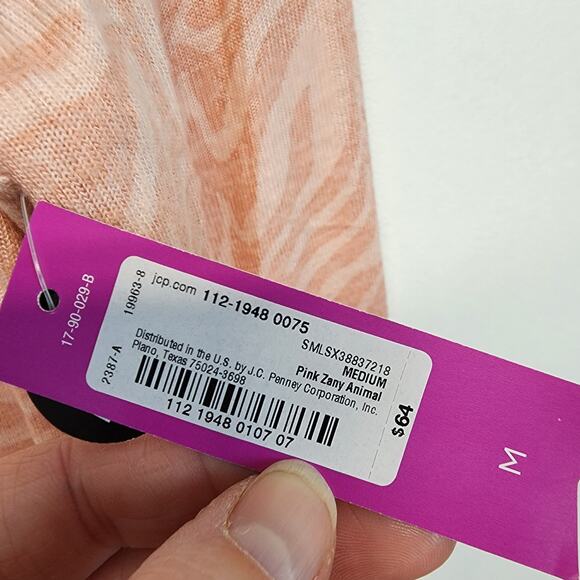 Ambrielle Zebra Print Cardigan Size M Pink Open Front Soft Longline Rayon Blend - Picture 8 of 11